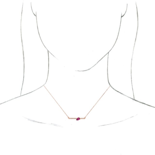 14K Rose Natural Pink Tourmaline & 1/10 CTW Natural Diamond 16" Necklace