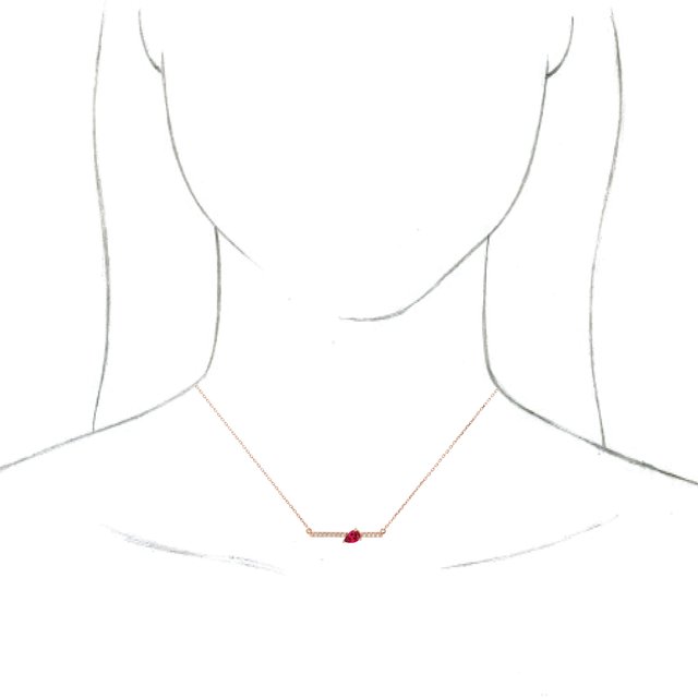 14K Rose Natural Ruby & 1/10 CTW Natural Diamond 18" Necklace