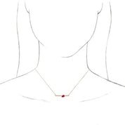 14K Rose Lab-Grown Ruby & 1/10 CTW Natural Diamond 16" Necklace