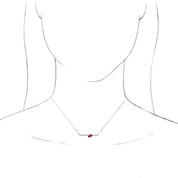 Sterling Silver Natural Pink Tourmaline & 1/10 CTW Natural Diamond 16" Necklace
