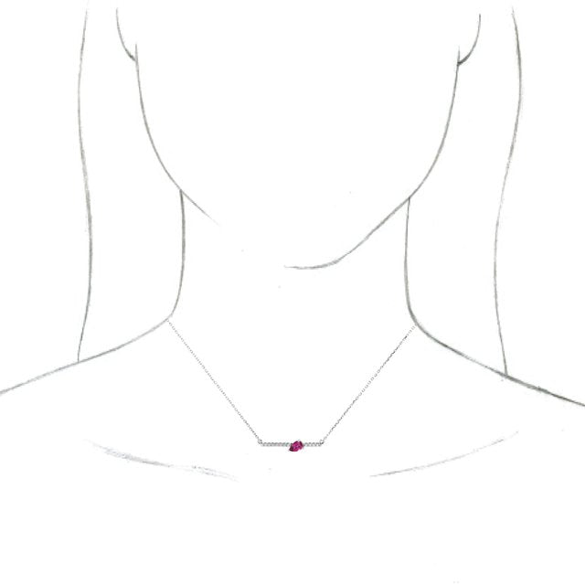 Sterling Silver Natural Pink Tourmaline & 1/10 CTW Natural Diamond 18" Necklace
