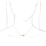 14K Yellow Natural Pink Tourmaline & 1/10 CTW Natural Diamond 16" Necklace