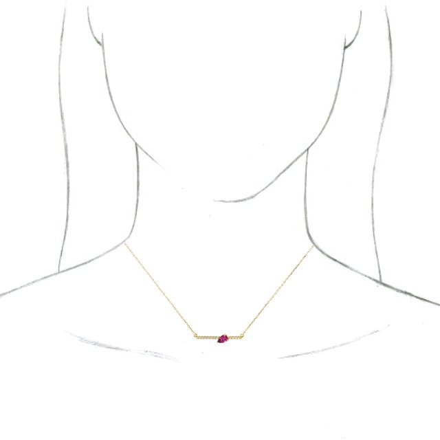 14K Yellow Natural Pink Tourmaline & 1/10 CTW Natural Diamond 16" Necklace