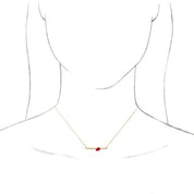 14K Yellow Lab-Grown Ruby & 1/10 CTW Natural Diamond 18" Necklace