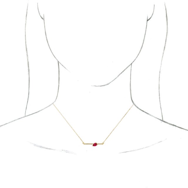 14K Yellow Lab-Grown Ruby & 1/10 CTW Natural Diamond 18" Necklace
