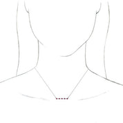 14K White Natural Pink Tourmaline Bezel-Set Bar 18" Necklace