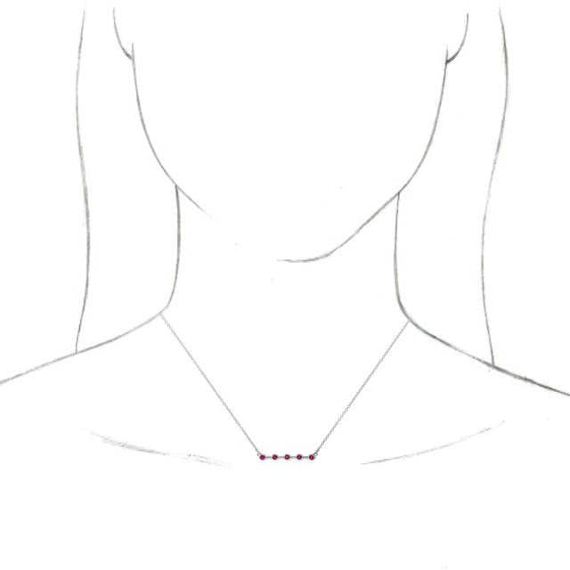 Sterling Silver Natural Pink Tourmaline Bezel-Set Bar 18" Necklace