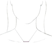 Sterling Silver Natural Ruby Bezel-Set Bar 16" Necklace