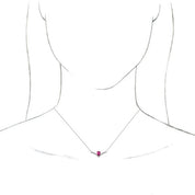 Platinum Natural Pink Tourmaline & .06 CTW Natural Diamond 18" Necklace