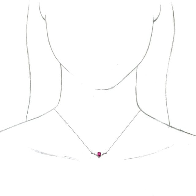 Platinum Natural Pink Tourmaline & .06 CTW Natural Diamond 18" Necklace