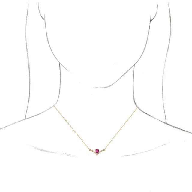 14K Yellow Natural Pink Tourmaline & .06 CTW Natural Diamond 16" Necklace