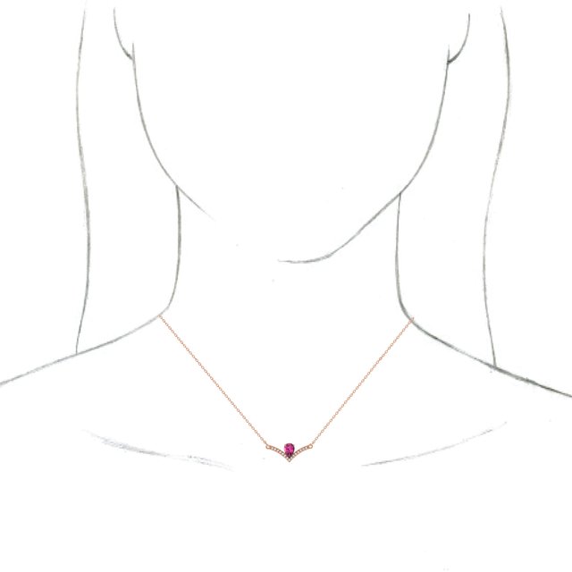 14K Rose Natural Pink Tourmaline & .06 CTW Natural Diamond 16" Necklace