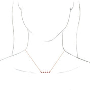 14K Rose Natural Ruby Bezel-Set Bar 18" Necklace