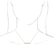 14K Yellow Natural Pink Tourmaline Bezel-Set Bar 16" Necklace