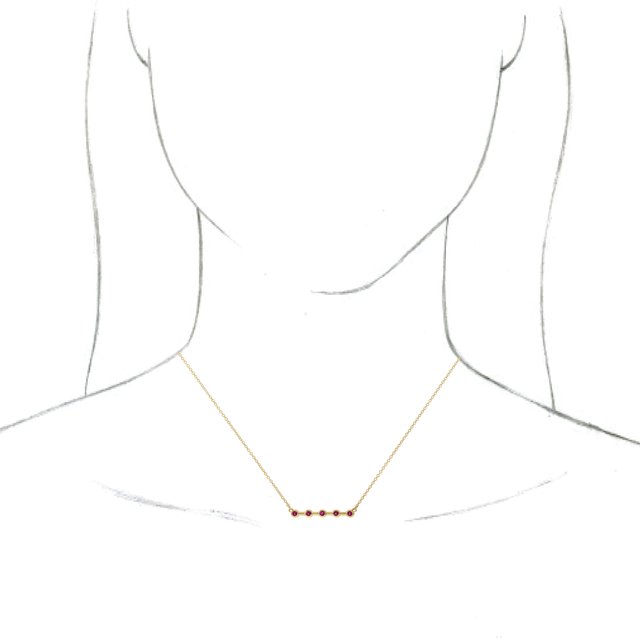 14K Yellow Natural Pink Tourmaline Bezel-Set Bar 16" Necklace