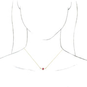 14K Yellow Natural Ruby & .06 CTW Natural Diamond 16" Necklace