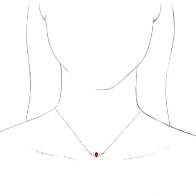 14K Rose Natural Ruby & .06 CTW Natural Diamond 18" Necklace
