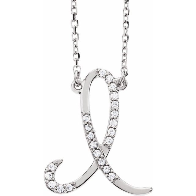 14K White Gold Initial I Necklace with 1/10 CTW Natural Diamonds