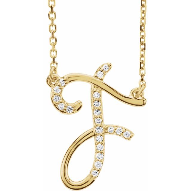 14K Yellow Gold .08 CTW Natural Diamond Initial F Necklace