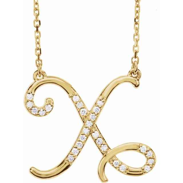 14K Yellow Gold Natural Diamond Initial X Necklace | 16" | Part No. 67399