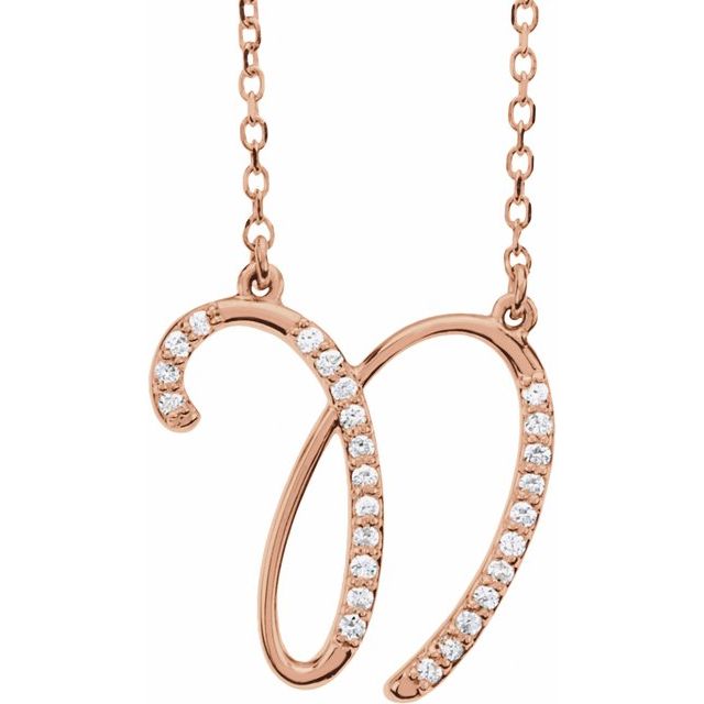 14K Rose Gold 1/10 CTW Natural Diamond Initial N Necklace
