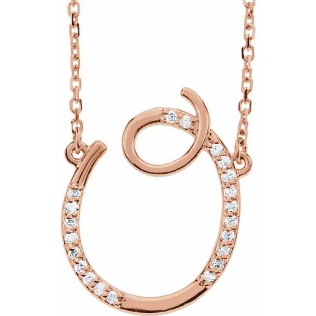 14K Rose Gold .08 CTW Natural Diamond Initial O 16" Necklace
