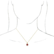 14K Yellow Natural Ruby & 1/3 CTW Natural Diamond 16-18" Necklace