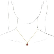 14K Yellow Natural Ruby & 1/3 CTW Natural Diamond 16-18" Necklace