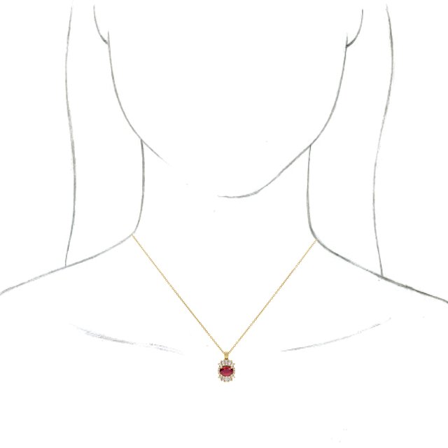 14K Yellow Natural Ruby & 1/3 CTW Natural Diamond 16-18" Necklace