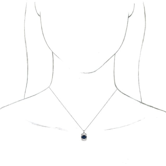 Platinum Natural Blue Sapphire & 1/3 CTW Natural Diamond 16-18" Necklace