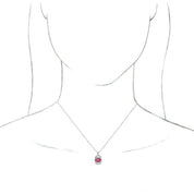 Sterling Silver Natural Pink Tourmaline & 1/3 CTW Natural Diamond 16-18" Necklace