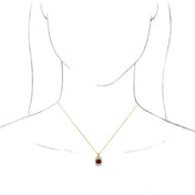 14K Yellow Natural Mozambique Garnet & 1/3 CTW Natural Diamond 16-18" Necklace