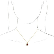 14K Yellow Natural Mozambique Garnet & 1/3 CTW Natural Diamond 16-18" Necklace