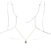 14K Yellow Natural Aquamarine & 1/3 CTW Natural Diamond 16-18" Necklace