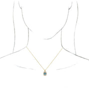 14K Yellow Natural Aquamarine & 1/3 CTW Natural Diamond 16-18" Necklace
