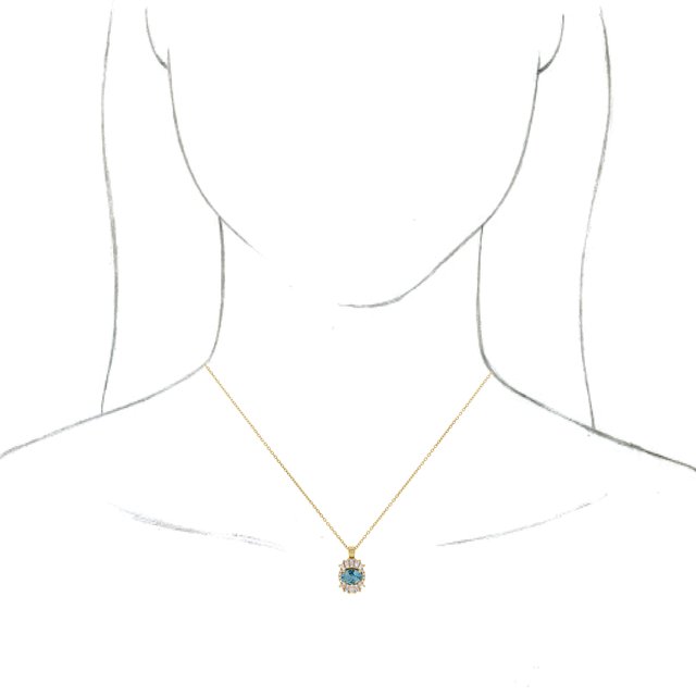 14K Yellow Natural Aquamarine & 1/3 CTW Natural Diamond 16-18" Necklace
