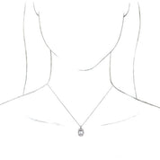 14K White Natural White Sapphire & 1/3 CTW Natural Diamond 16-18" Necklace
