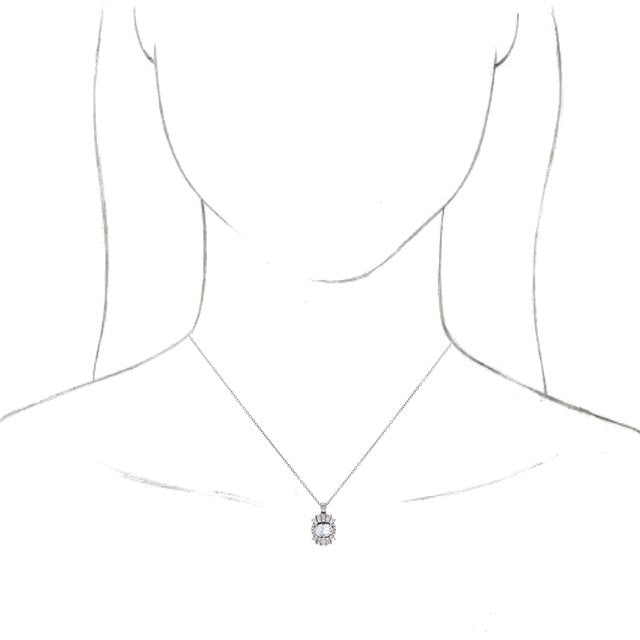 14K White Natural White Sapphire & 1/3 CTW Natural Diamond 16-18" Necklace