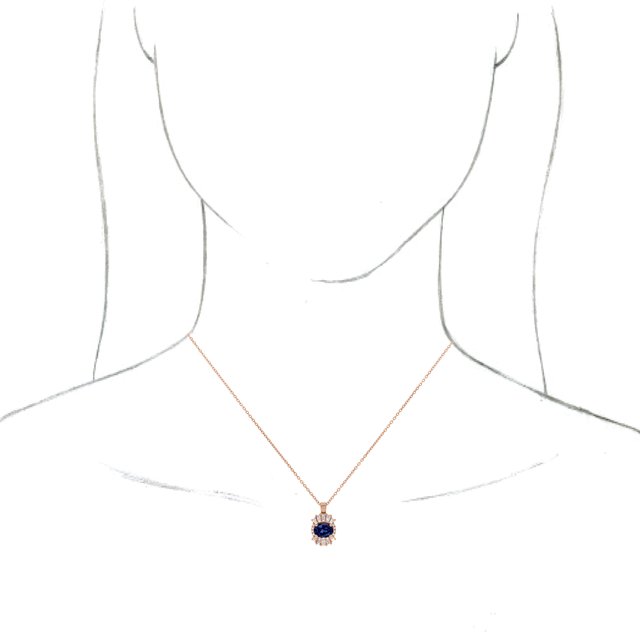 14K Rose Natural Blue Sapphire & 1/3 CTW Natural Diamond 16-18" Necklace