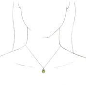 Sterling Silver Natural Peridot & 1/3 CTW Natural Diamond 16-18" Necklace