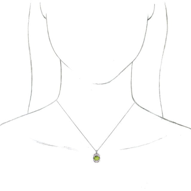 Sterling Silver Natural Peridot & 1/3 CTW Natural Diamond 16-18" Necklace