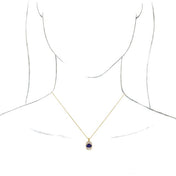 14K Yellow Natural Blue Sapphire & 1/3 CTW Natural Diamond 16-18" Necklace