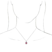 Sterling Silver Natural Pink Tourmaline & 1/3 CTW Natural Diamond 16-18" Necklace