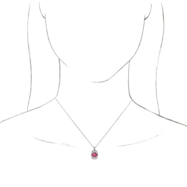 Sterling Silver Natural Pink Tourmaline & 1/3 CTW Natural Diamond 16-18" Necklace