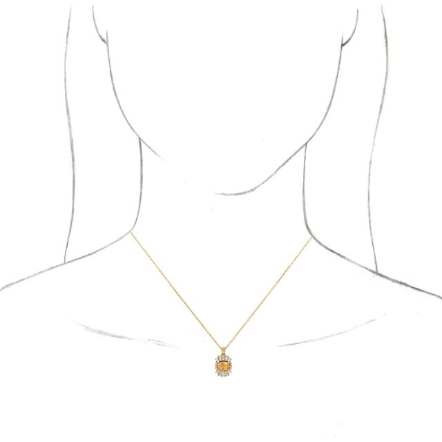 14K Yellow Natural Citrine & 1/3 CTW Natural Diamond 16-18" Necklace