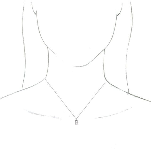 Platinum Initial B Dangle 18" Necklace