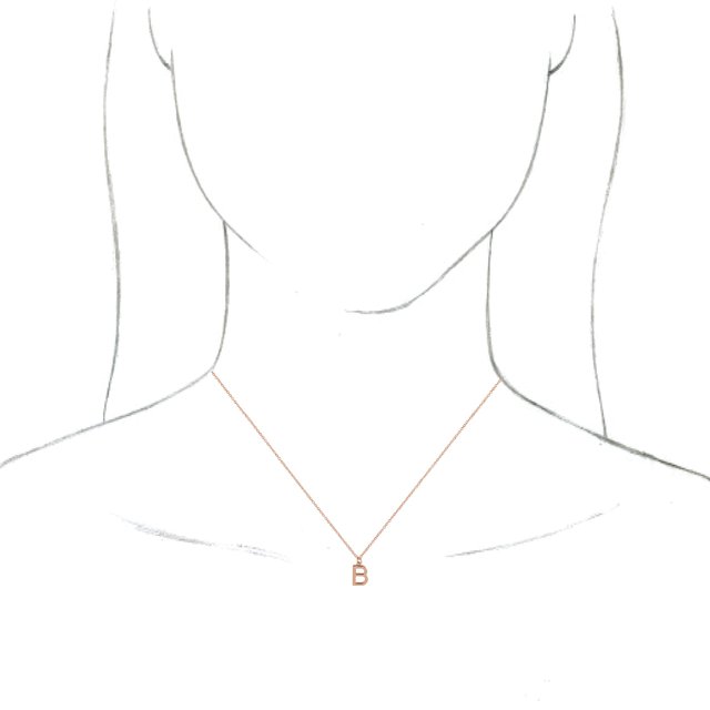 14K Rose Initial B Dangle 18" Necklace