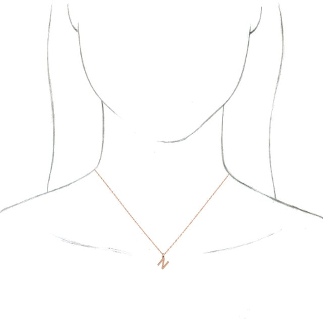 14K Rose Initial N Dangle 16" Necklace