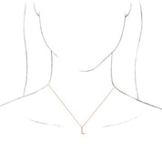14K Rose Initial L Dangle 16" Necklace