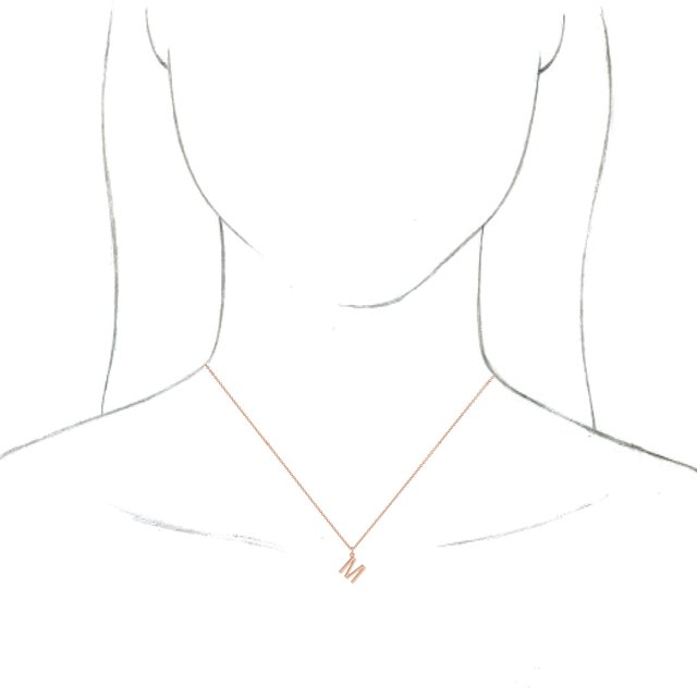 14K Rose Initial M Dangle 16" Necklace